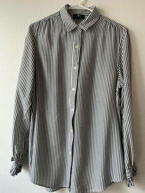 7 For All Mankind Statement Sleeve Striped Blouse - Fixed Knot - S